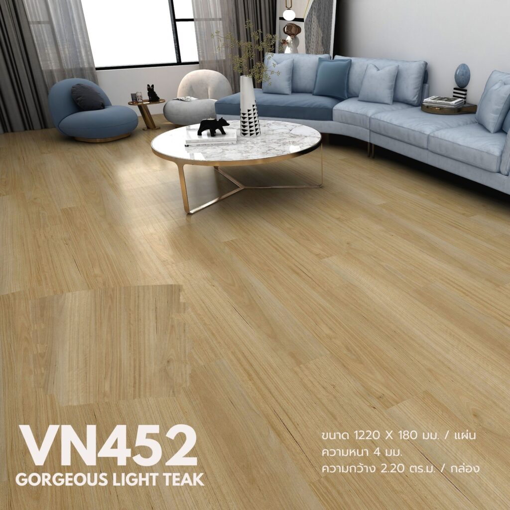 พื้น SPC ความหนา 4 มม. กระเบื้องยางลายไม้ clicklock ลายปูตรง